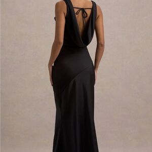 Club L London Alesso Dress; Black Backless Cowl-Neck Formal Maxi Dress